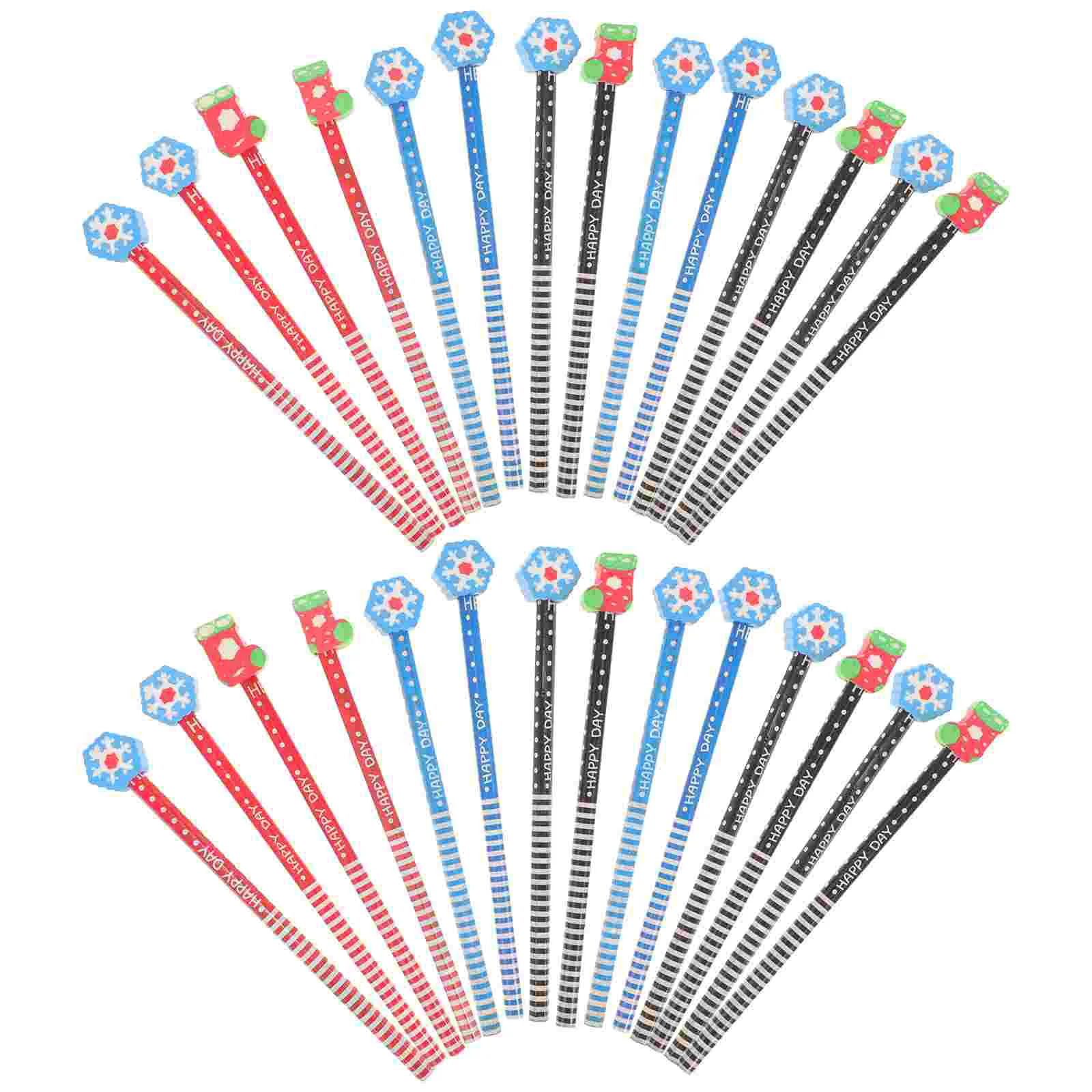 24 Pcs Cartoon Pencils Writing Equipment for Kids Flexible Random Color Wooden with Eraser