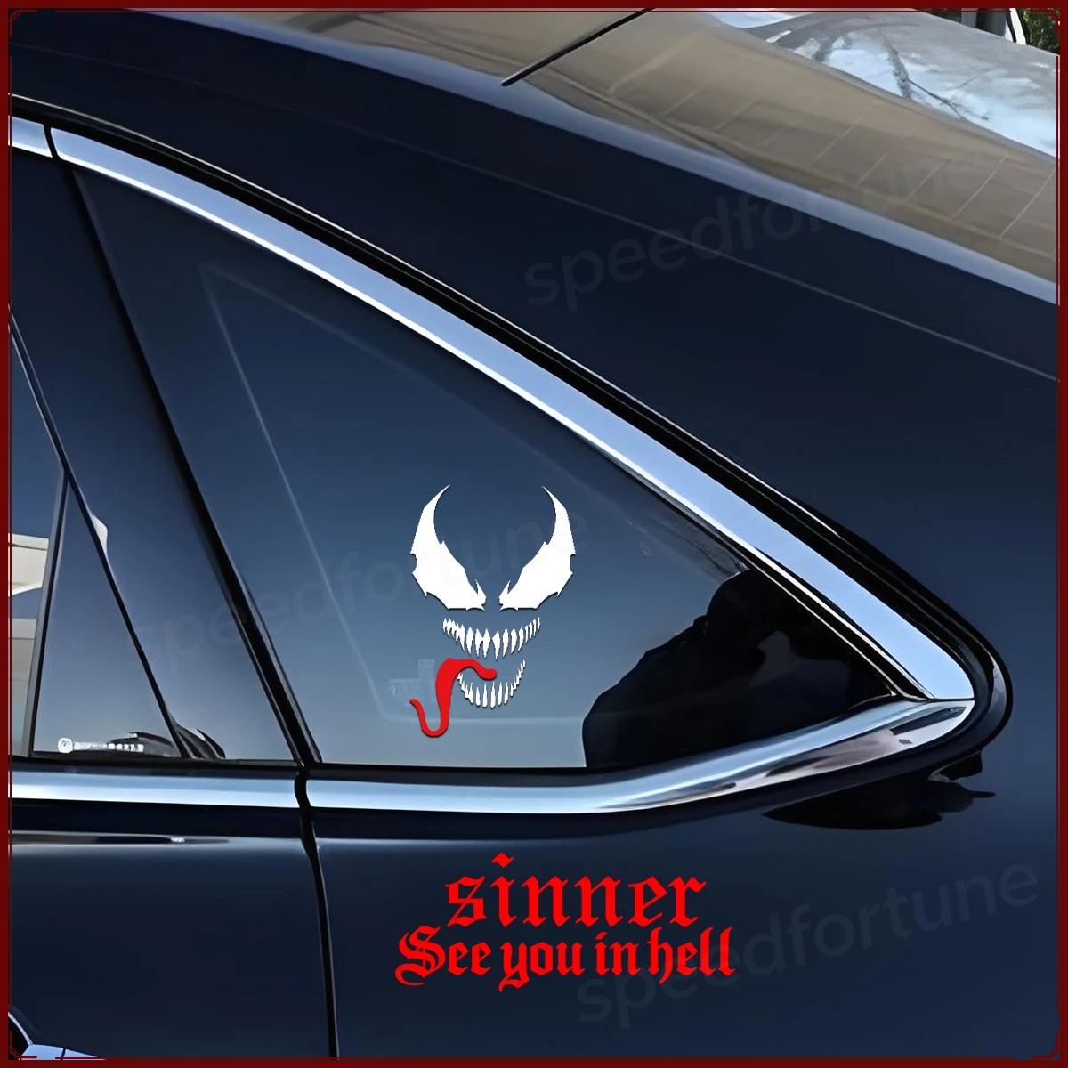Gothic Devil Sinner Letter Car Stickers Waterproof Vinyl Decals For Auto Window Motorcycle Top Box Personalized Decor Sticker
