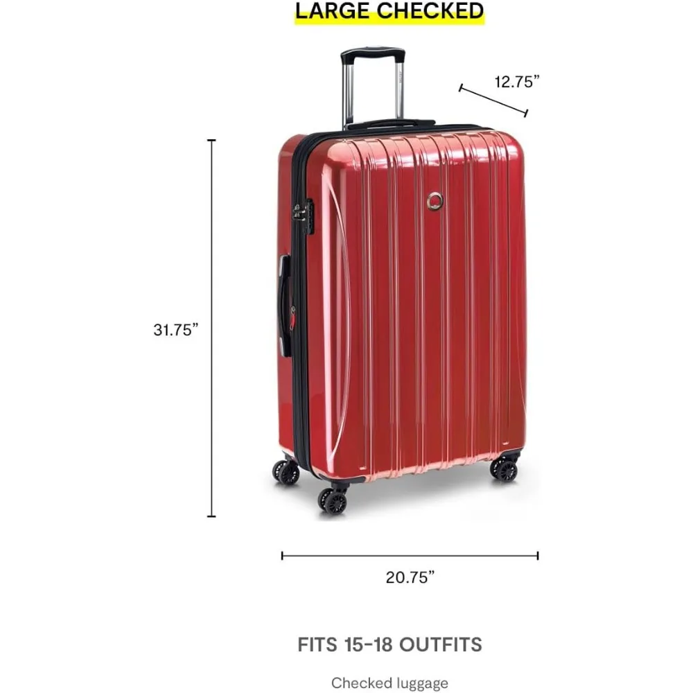 Juego de equipaje giratorio rígido expandible de 2 piezas con diseño Aero en rojo ladrillo, 19 y 28 bolsas de viaje