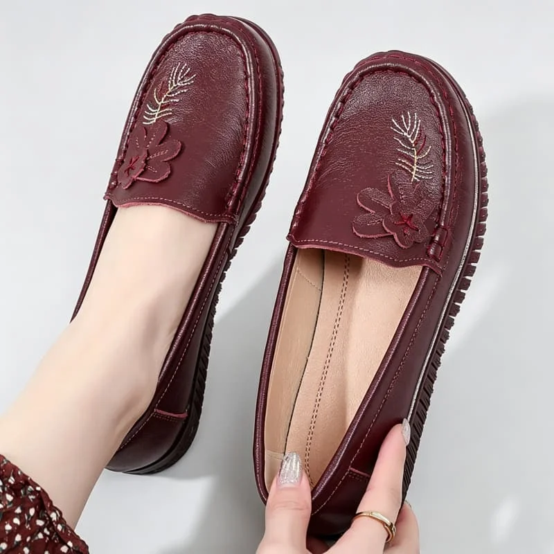 Plus Size 35-42 Breathable Comfortable Shallow Genuine Leather Shoes Women Flats 2026 Spring Fall Slip on Loafers Moccasins Mom