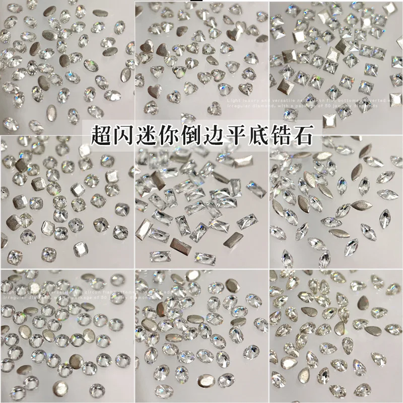 Shimmering Rhinestones Round Love Heart Shaped Water Droplet Flat Bottom Zircon Nail Art Decorations DIY Manicure Tool Accessory