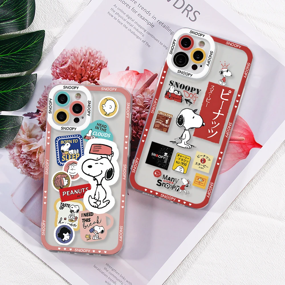 Cute Dog S-Snoopys Phone Case for Samsung Galaxy A71 A55 A54 A53 A52 A51 A34 A33 A32 A23 A14 A13 A12 4G 5G Border Print Cover