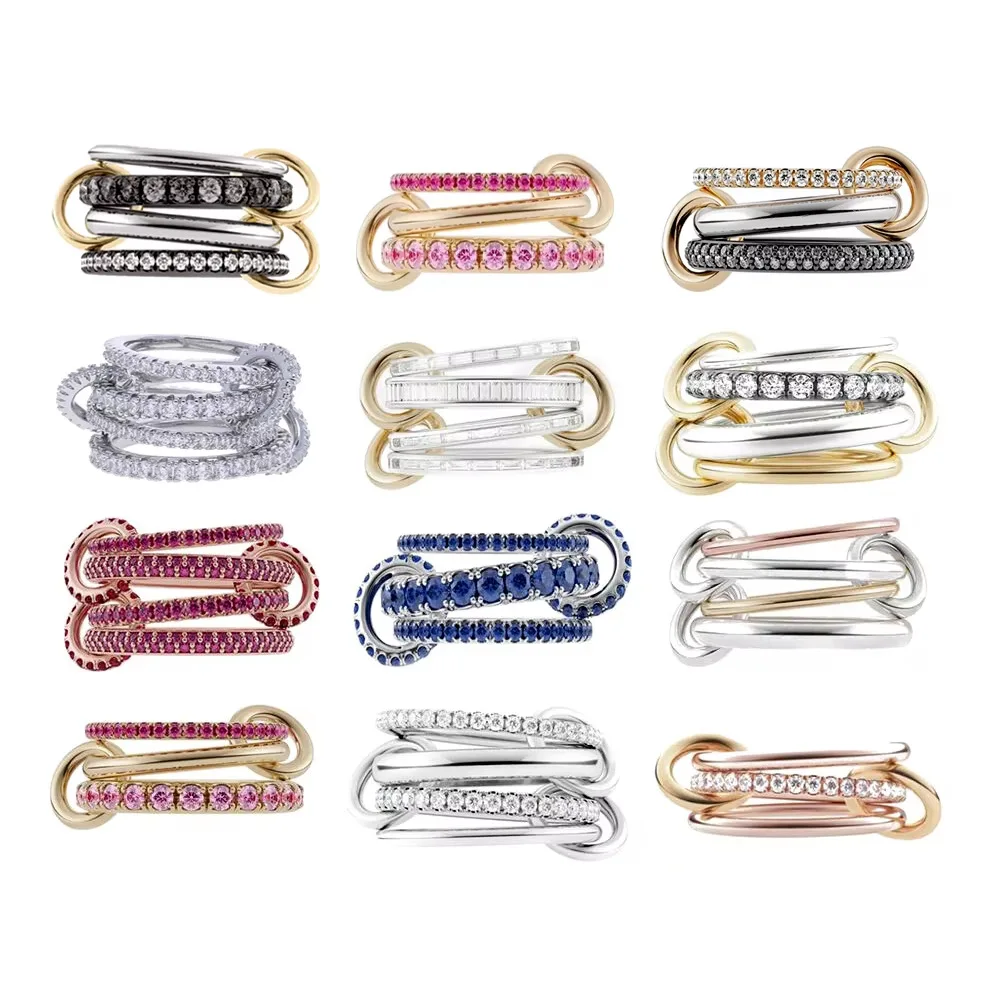 

New European and American Multi piece Stacked Zircon Ring, High quality Versatile Creative Women's Ring, Trendy Handmade Jewelry