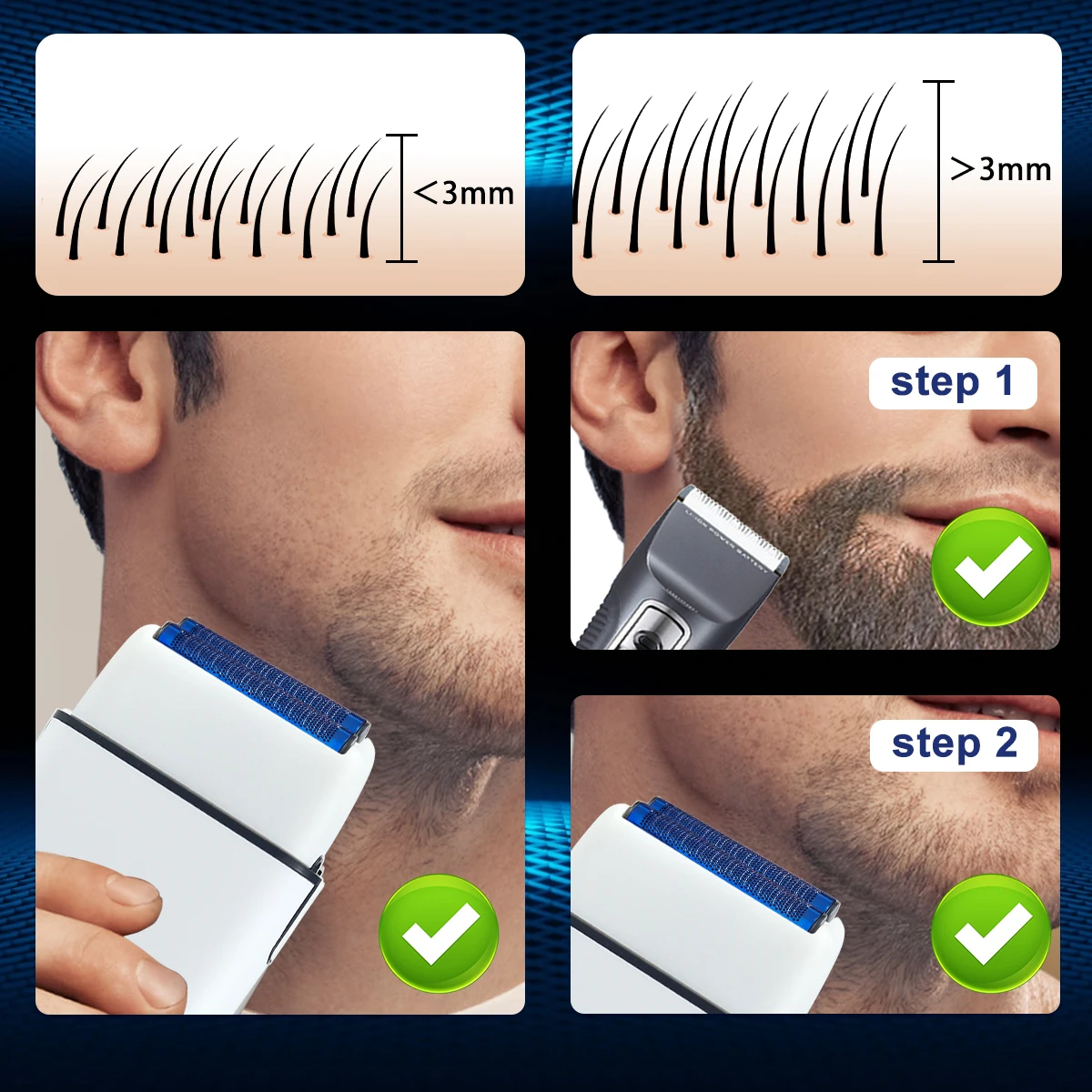 ROSYOUS RS620 مزدوج احباط الأزرق هيبوالرجينيك سكين صافي 10000 دورة في الدقيقة USB اللاسلكي المهنية ماكينة حلاقة لقص الشعر