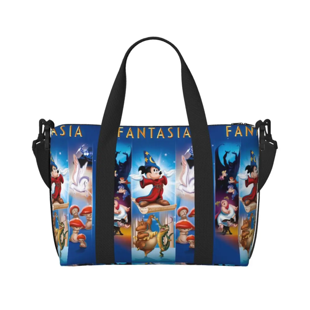 

Custom Fantasia Movies Mickey Mouse Anime Music Groceries Shopping Tote Bag Women Large Capacity Gym Beach Travel Bags