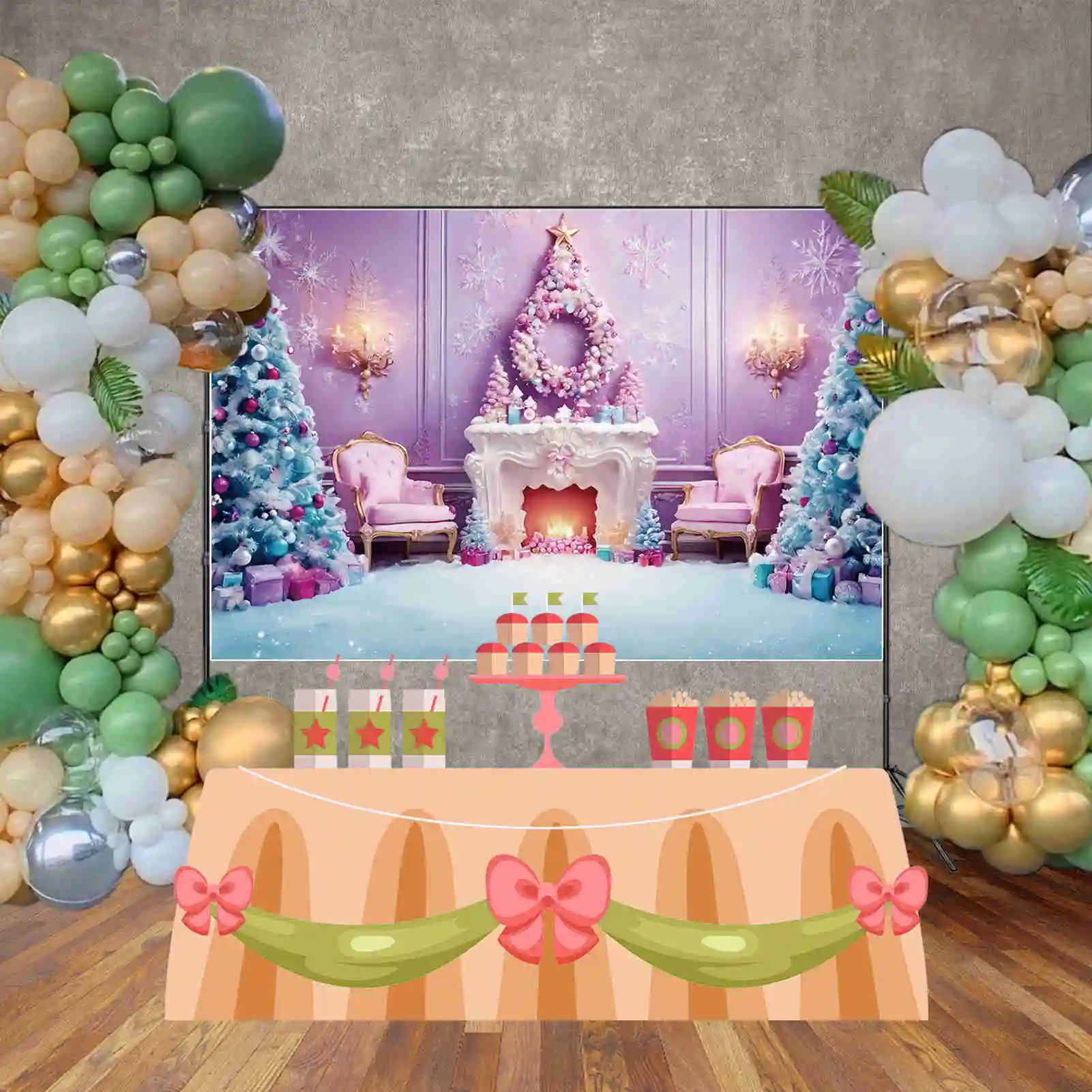 Bulan. QG Peri Natal perapian pohon Natal latar belakang dinding pohon hiasan antik barat latar belakang pesta alat peraga telepon foto