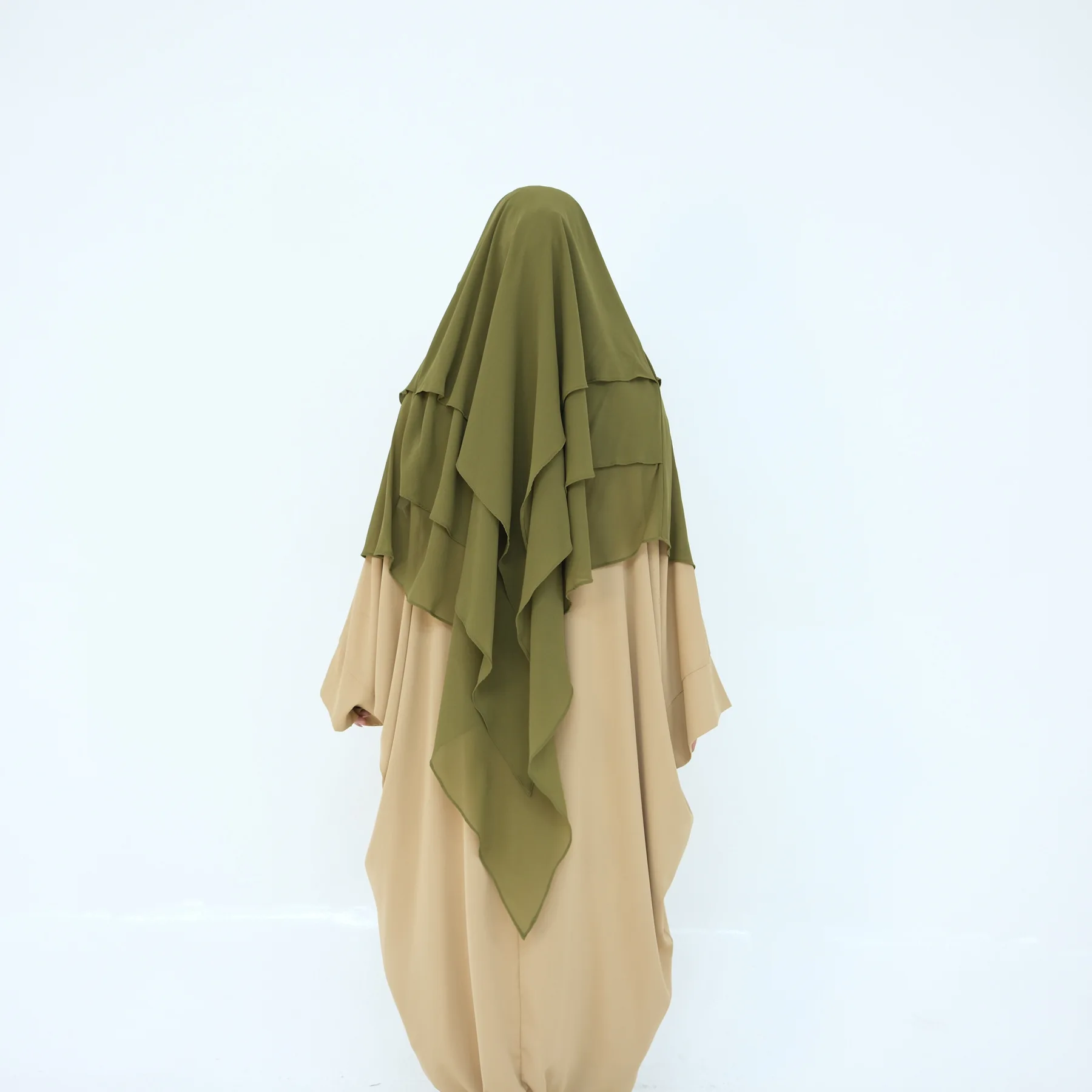 Eid gasa Hijab largo Khimar 2 capas prenda de oración musulmán largo Headdcarf mujeres una pieza Jubha Hijabs Musulman Dejellab 2025