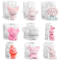 Sanrio Melody Kuromi Cinnamoroll 3d Plaster Doll Candle Cartoon Cute Silicone Mold Handmade DIY Homemade Doll Candle Mould Model