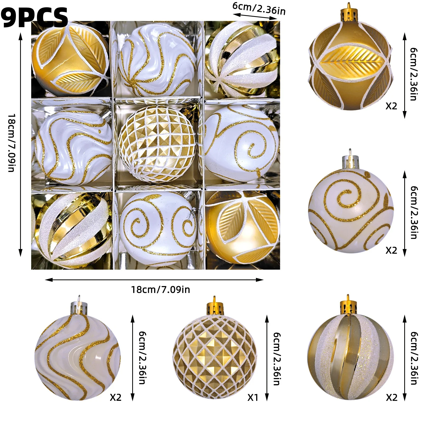 Gold silver mixed XMAS ball set Christmas ball ornaments Shatterproof painted baubles Christmas tree decoration luxury style