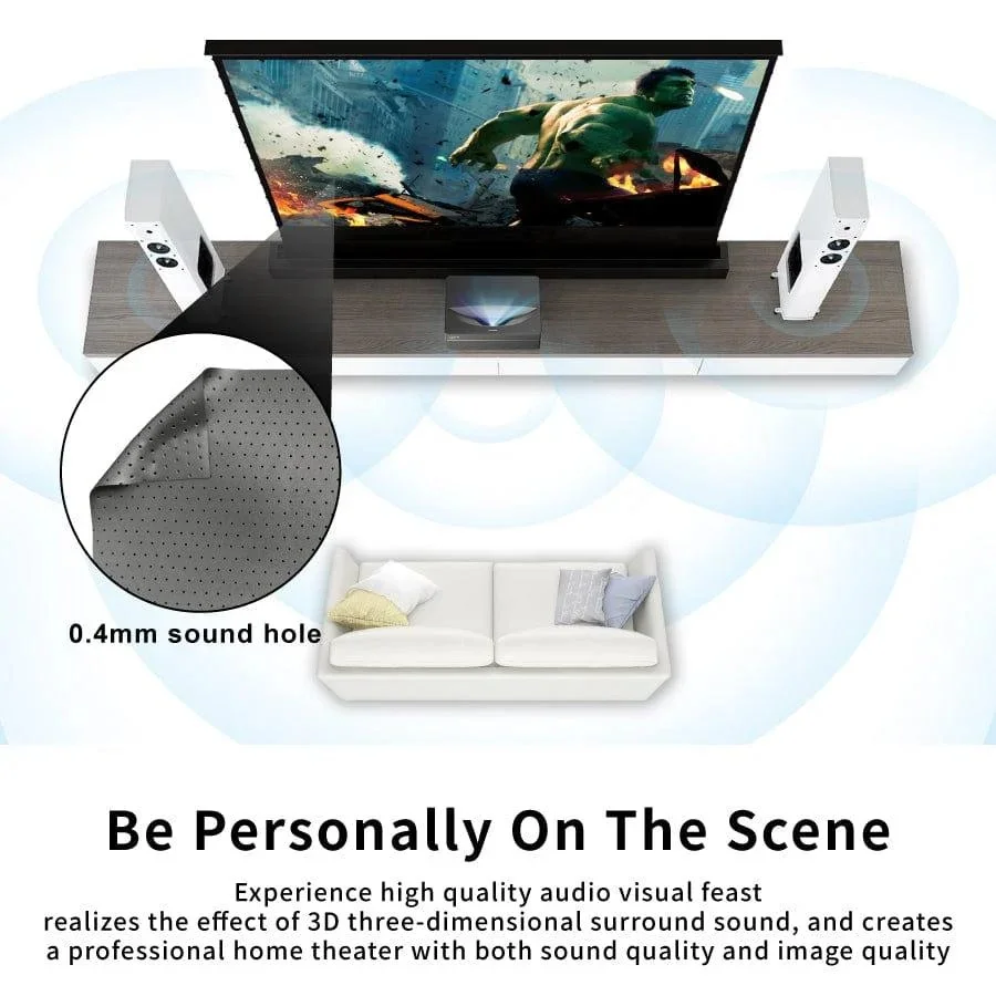 

8K/3D Ready Motorized Hidden Floor Projection Screen With Micro-Hole Acoustic Sound Transmitting Gray Material For Home Theater
