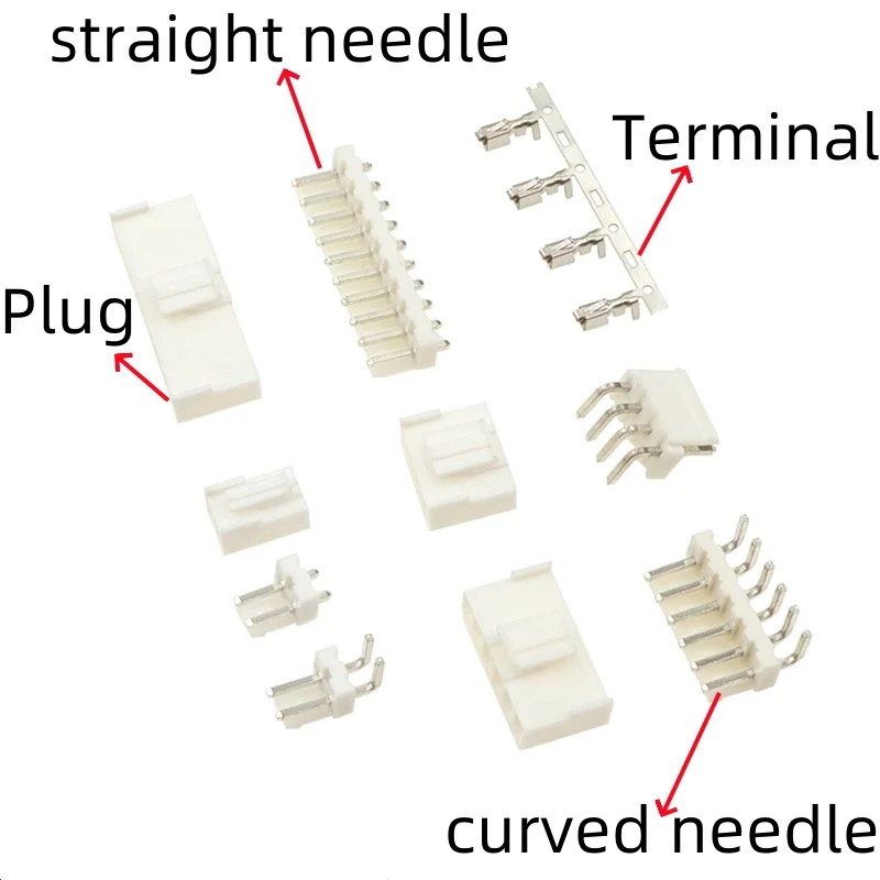 10sets Vh3.96 Connector Pitch 3.96mm Plug + Straight/curved Pin Holder + Terminal 2/3/4/5/6/10 P