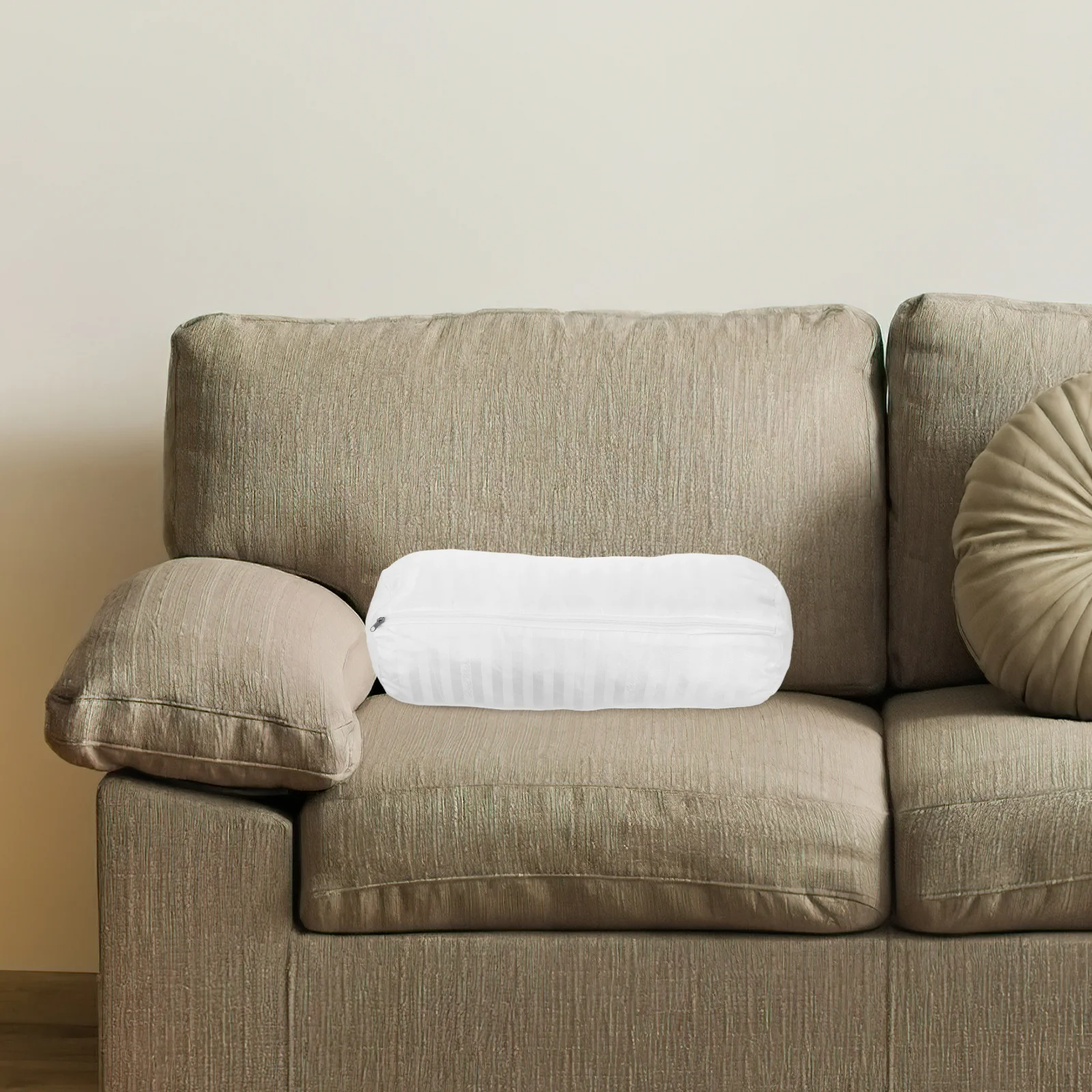

Neck Roll Pillow Case Bolster Cover 26.7 Inch White Cylindrical Insert Protector for Sofa Bed Decorative Round Cushion Liner