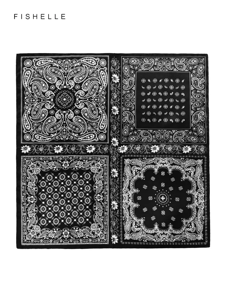 Black Paisley 100% natural real silk scarves small square scarf hijab shawl luxury gift headband 65cm men women wrap neckerchief