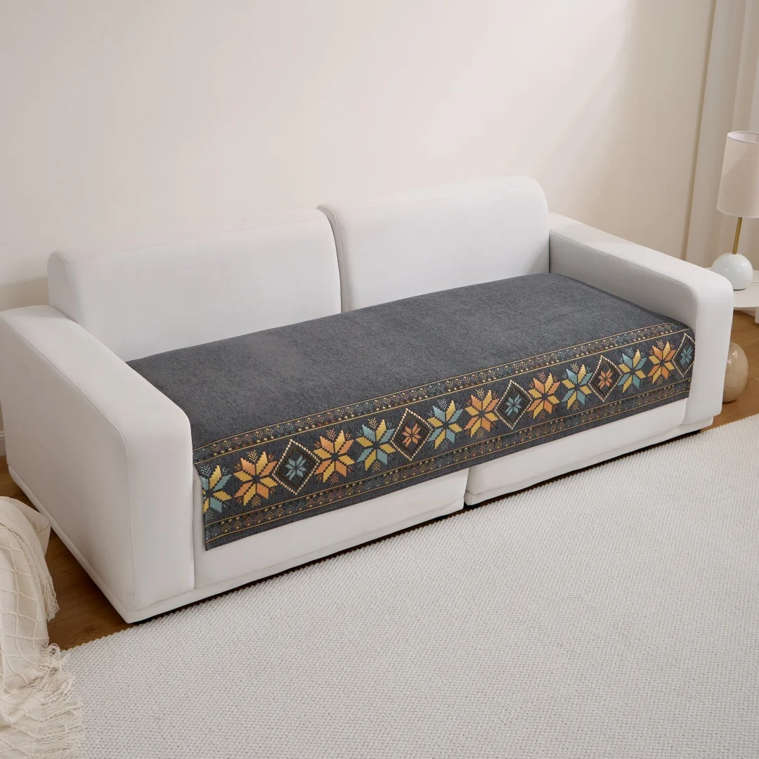 1 Stück Bohemian Jacquard Chenille Sofa Handtuch Boho Stil Sofabezug für alle Jahreszeiten Wohnzimmer Couch Möbelschutz Dekor – Detail 16