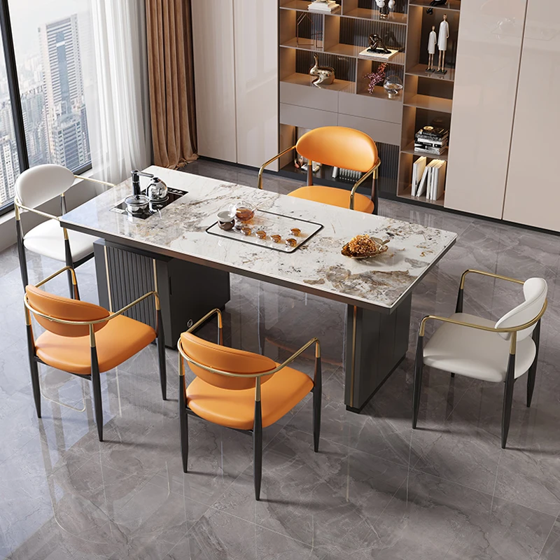 

Rock slab light luxury tea table and chair combination modern