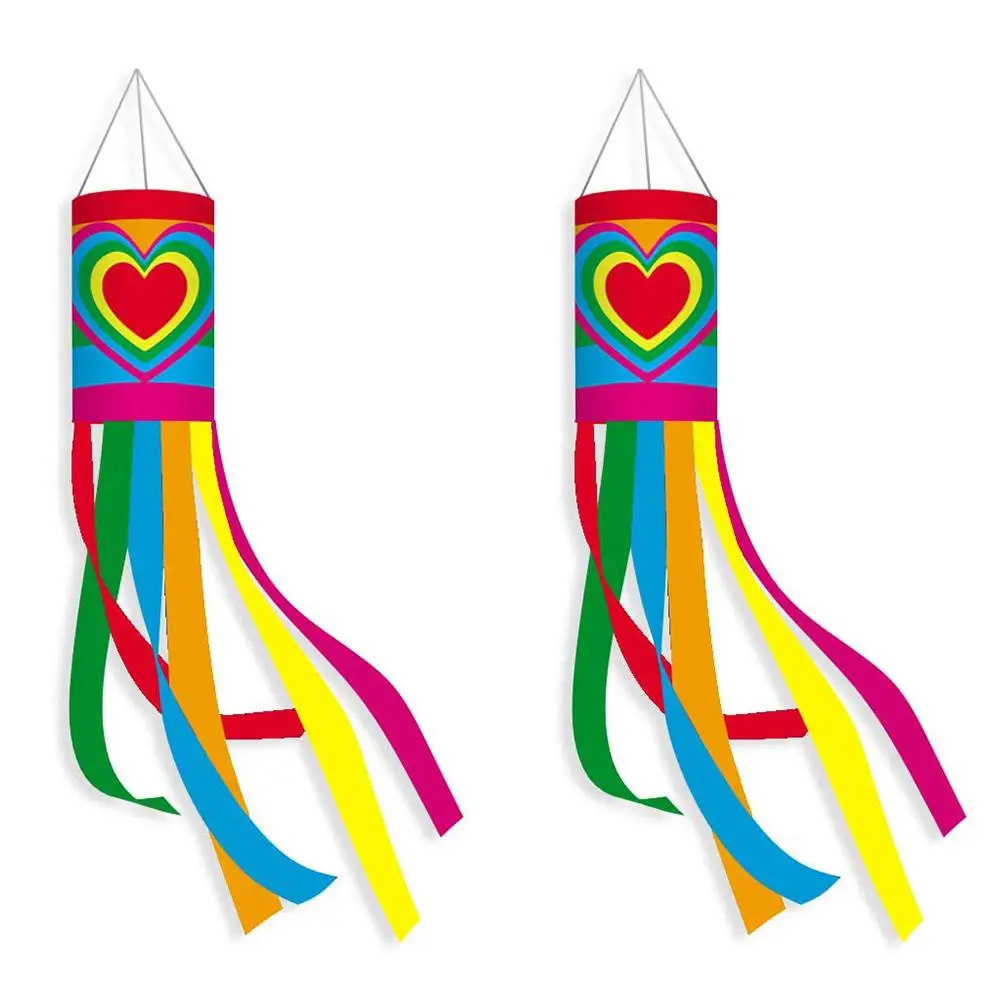 2pcs wind direction bag flags For rainbow color polyester wind socks for outdoor garden decoration and For Festival use