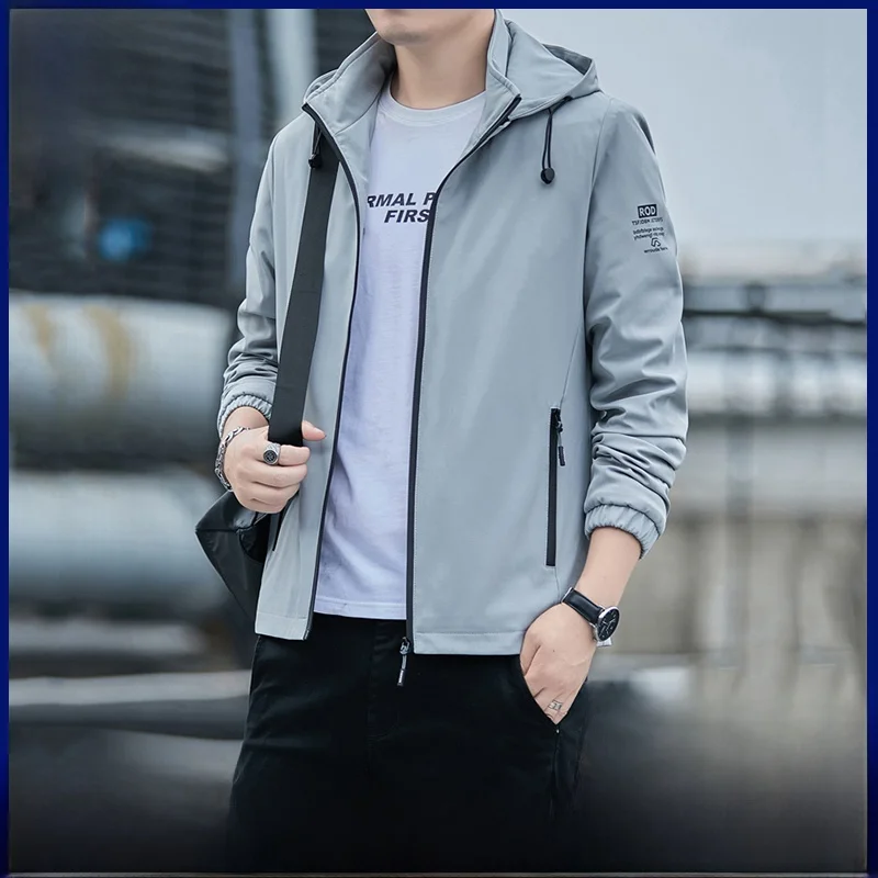 

Мужская куртка с капюшоном на подкладке Fce, осенне-зимняя ветрозащитная спортивная корейская версия, новинка 2025 года, полиэстеровая куртка-стойка