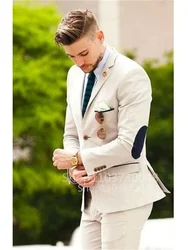 2Pieces New Style Khaki Wedding Suits Groom Tuxedos Business Men Suits Notch Lapel Single-Breasted Jacket Pants Prom Dinner