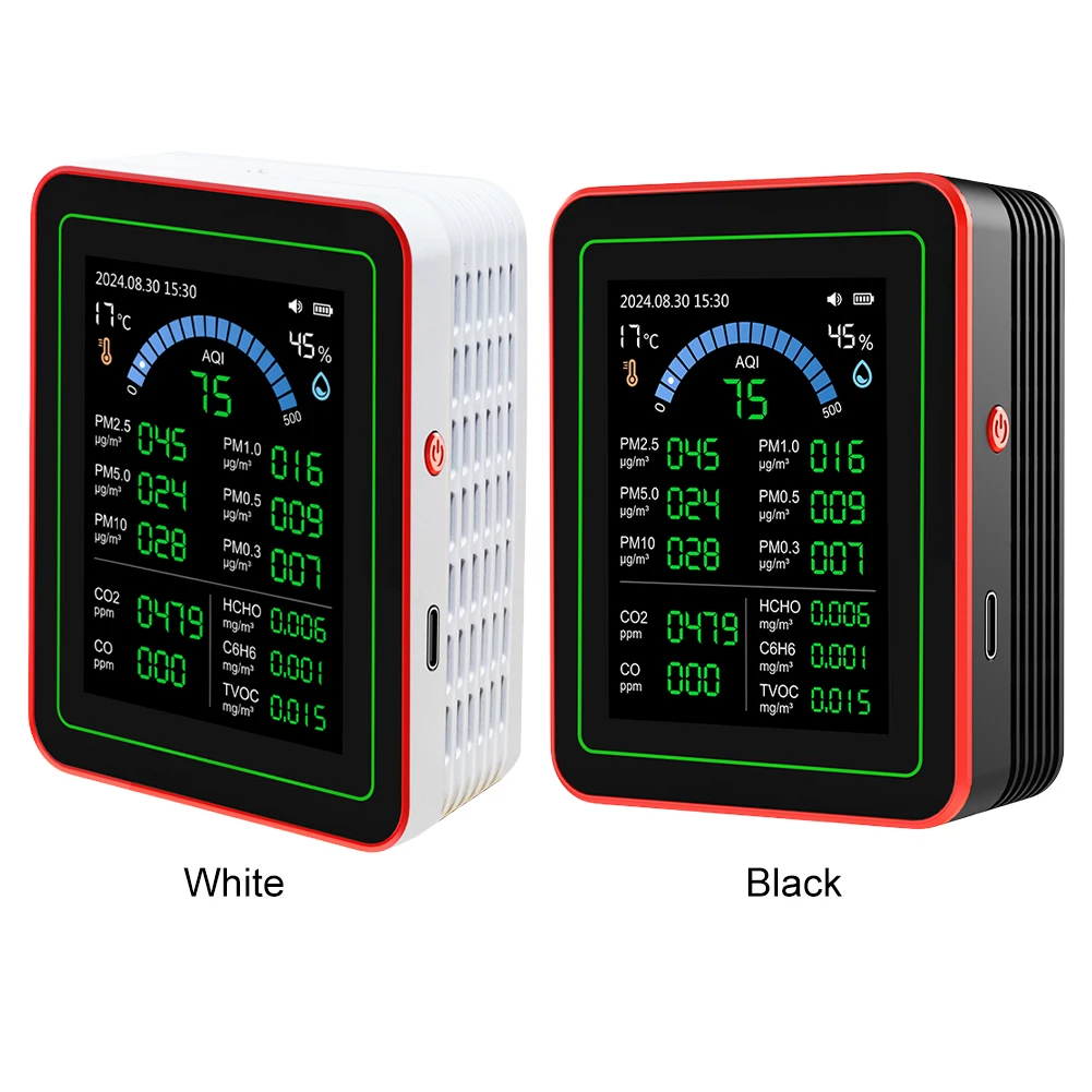 Sensores de Monitor de calidad del aire 18 en 1, detección de CO2 PM2.5/PM10 HCHO TVOC, Detector profesional de calidad del aire para el hogar, Hotel, oficina y coche