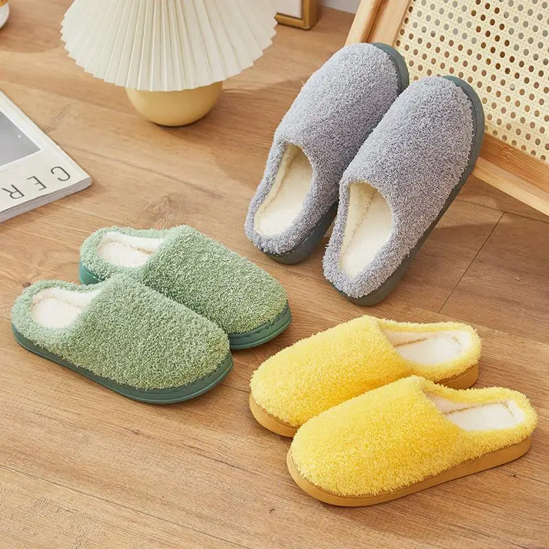 Plush House Slipper Warm Fuzzy Indoor Slippers Non Slip Silent Soft Sole Winter Home Bedroom Slip On Shoes image 4