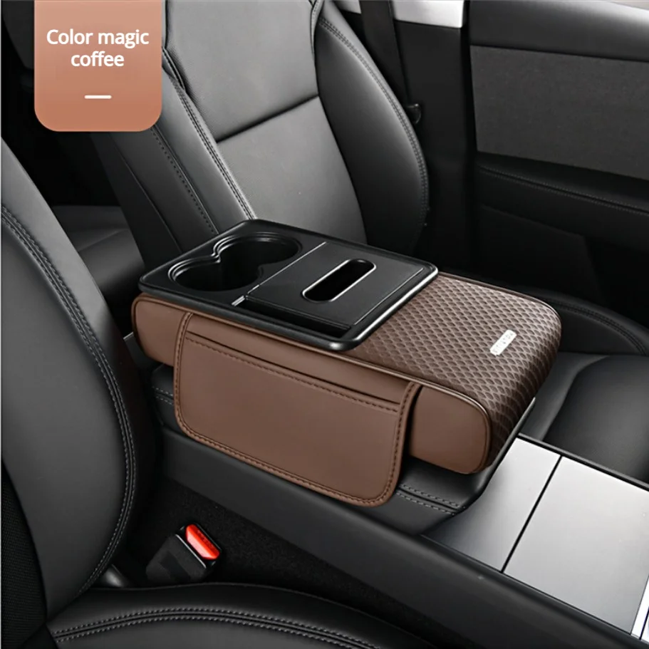

Car Armrest Box Heightening Cushion With Cup Holder Tissue Box Side Storage Pocket For Auto Interior Arm Rest Cover Height Pad