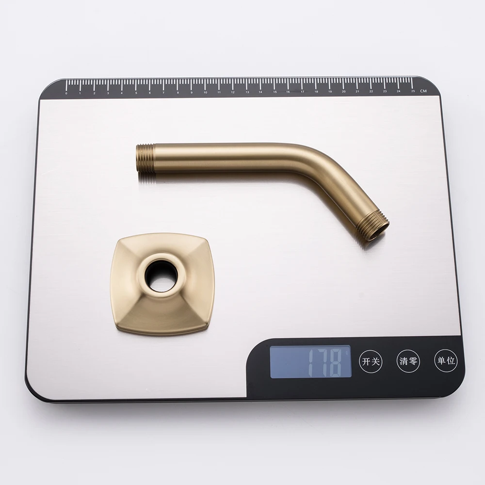 6 Inch Black Gold Shower Head Extension Arm Wall Mounted Rainfall Extend Pipe Tube Stainless Steel Bathroom Accessories.