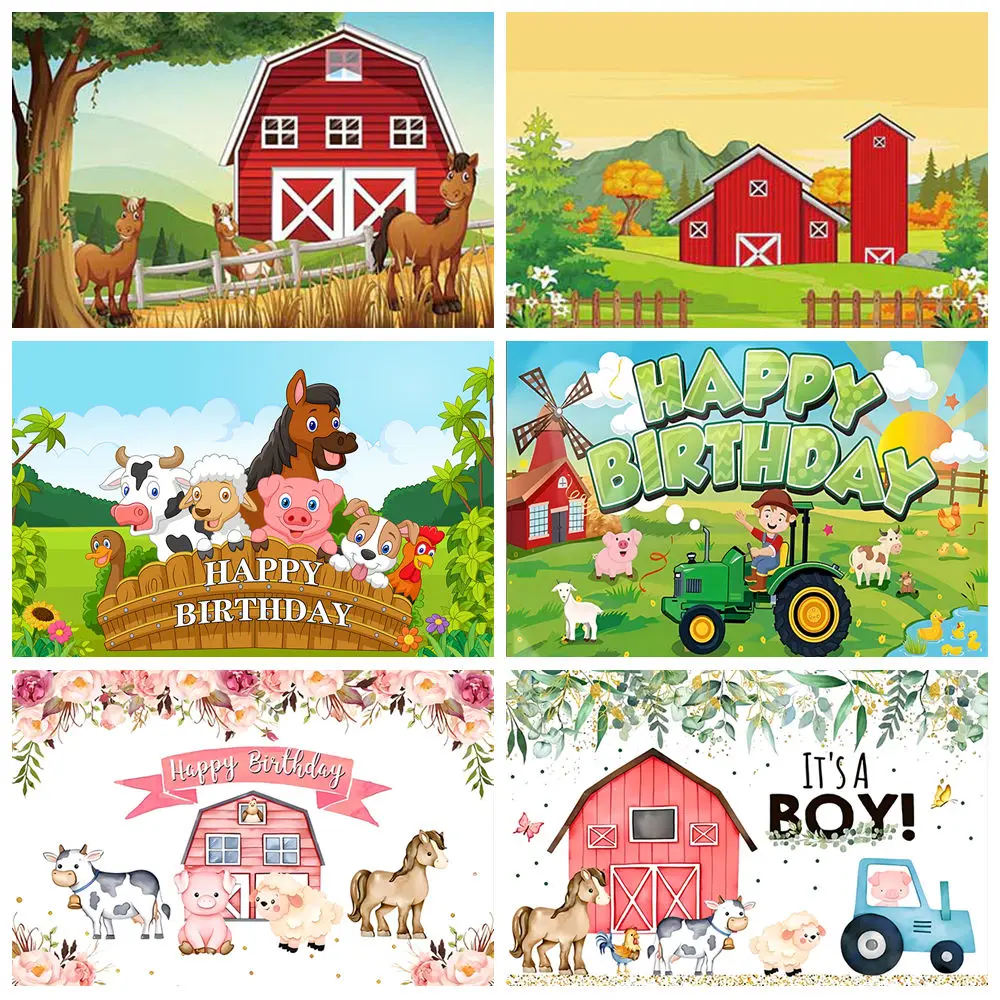 

Cartoon Farm Animal Theme Birthday Party Decoration Background Newborn Baby Shower Photography Backdrop Photo Studio Props