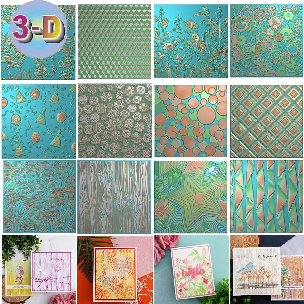 Diamond Gear Flowers Tropische Blätter Geburtstagshintergrund 3D-Prägeordner zum Hinzufügen von strukturierten Details an Papierbastelprojekte