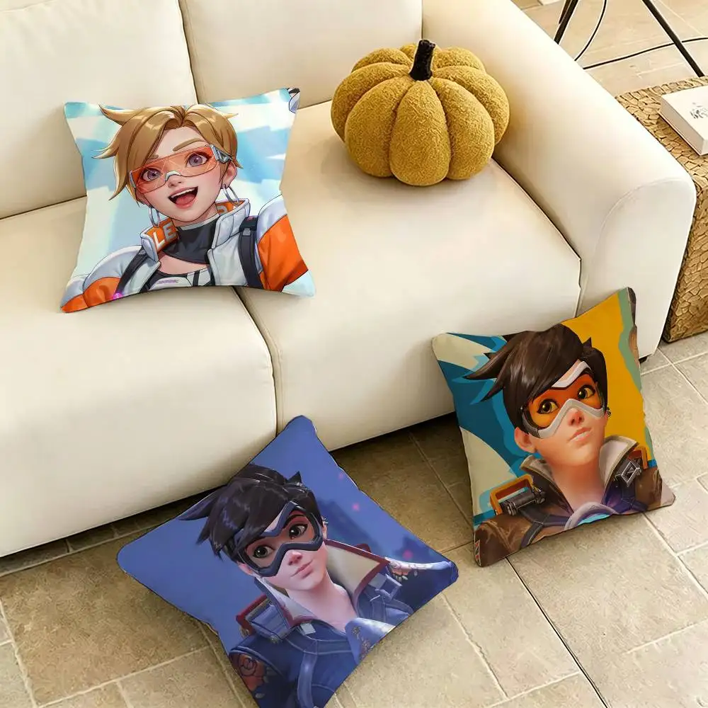 Pop Game O-Overwatch-H Pillow Case Square Double-Sided Sofa Cushion Cover Bedroom Bedside Pillow Gift