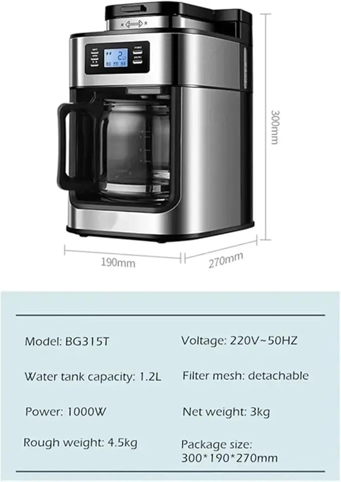 Macchina da cucina con latte automatico a goccia Macchina per caffè espresso professionale elettrica in acciaio inossidabile