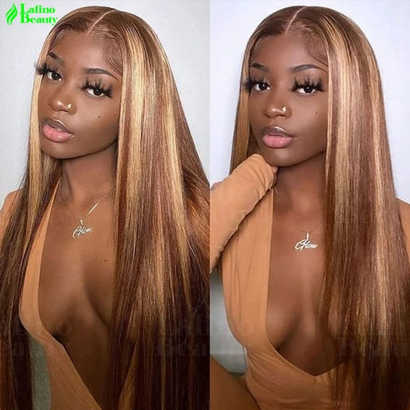 Straight Highlight Wig Human Hair Ombre HD Lace Wig 13x4 Human Hair 13x6 lace frontal wig  Colored Wigs 4/27  cheap wigs on sale