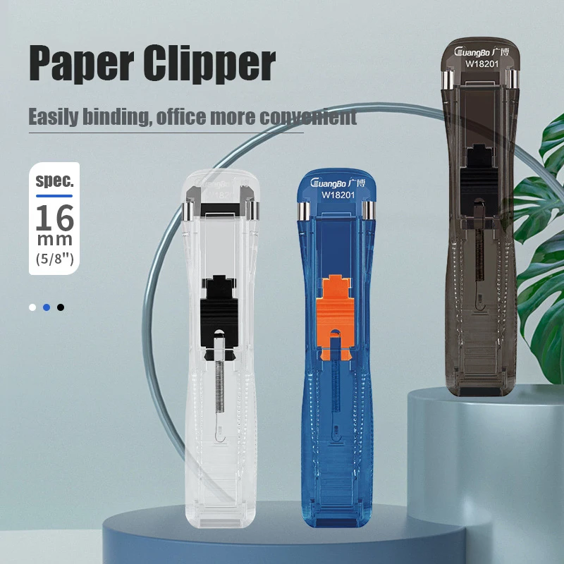 Metal Clip Hand Paper Clipper Paper Fixing Organizing Stapler Reusable Portable Push Clamp For Document Binding Stationery