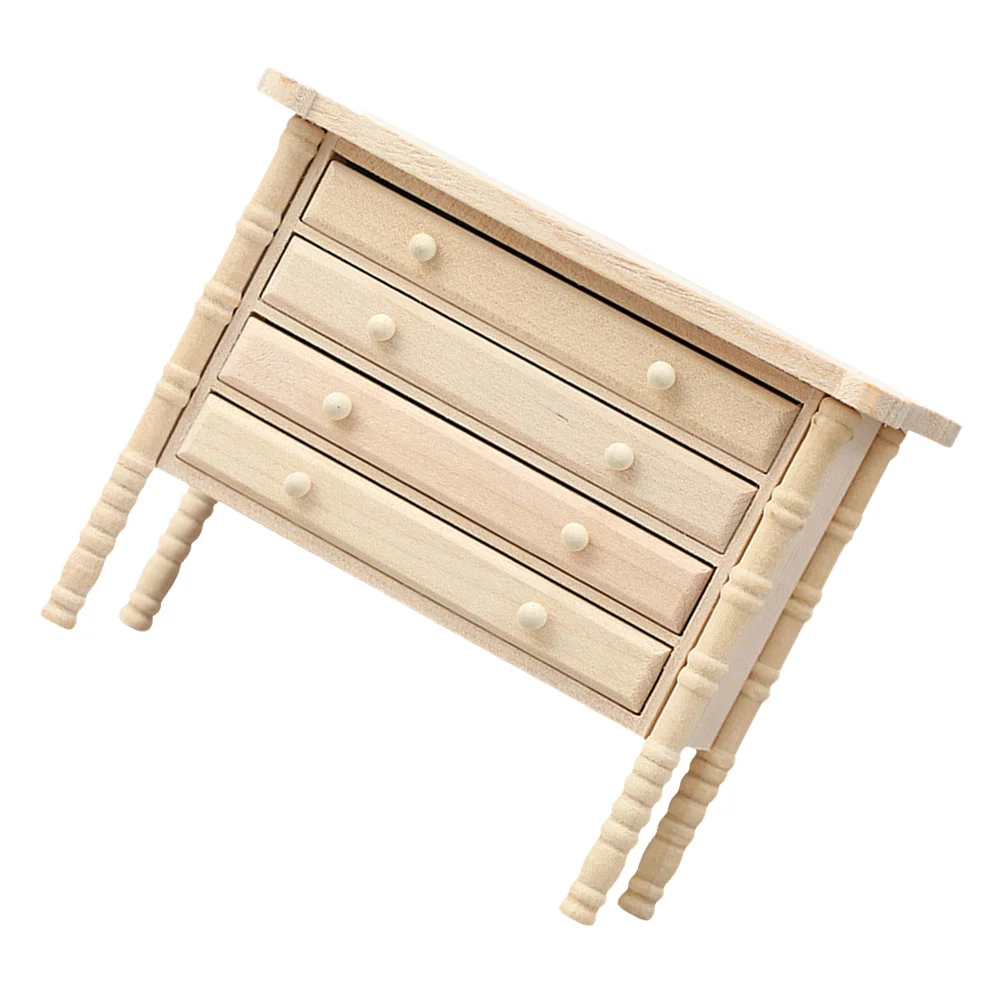 

Mini Wooden Drawer Cabinet Compact Natural Wood Grain Finish For Dollhouse Storage Organized Small Item Sorting Miniature Room