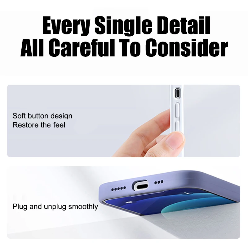 Funda de silicona líquida de lujo para Apple iPhone 11 13 12 14 15 16 Pro Max, para iPhone 17 Pro, protectora a prueba de golpes 3