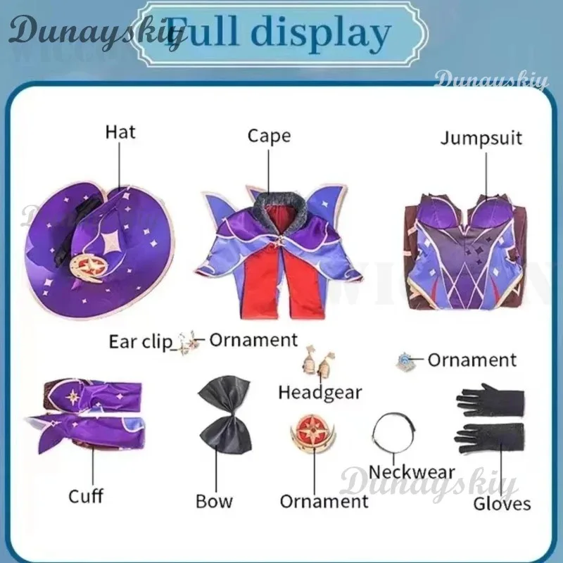 ชุดคอสเพลย์โมนาจากอนิเมะเกม Genshin Impact ชุดจั๊มสูทสำหรับฮาโลวีน ชุดแฟนซีสำหรับผู้หญิงสำหรับงานคาร์นิวัล ปาร์ตี้ ชุดยูนิฟอร์มเซ็กซี่ พร้อมวิกผม