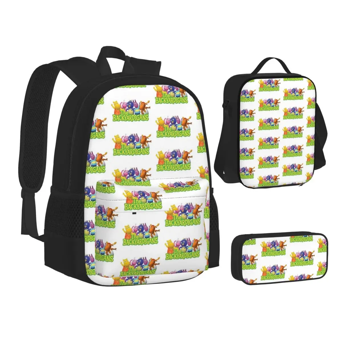 

Backyardigans Funny Backpacks Boys Girls Bookbag Students School Bags Kids Rucksack Lunch Bag Pen Bag Three-Piece Set