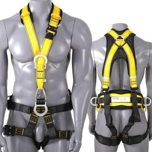 Universal Full Body Safety Harness with Padding, 5 D-Rings, ANSI/ASSE Z359.11, 340 lbs Fall Gear