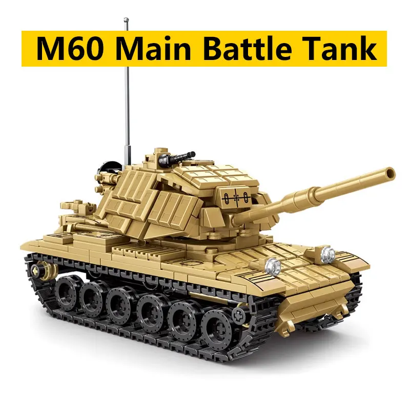 602PCS M60 tank building blocks, armored vehicle puzzle toy assembly models, handmade DIY room decorations, boys' gifts