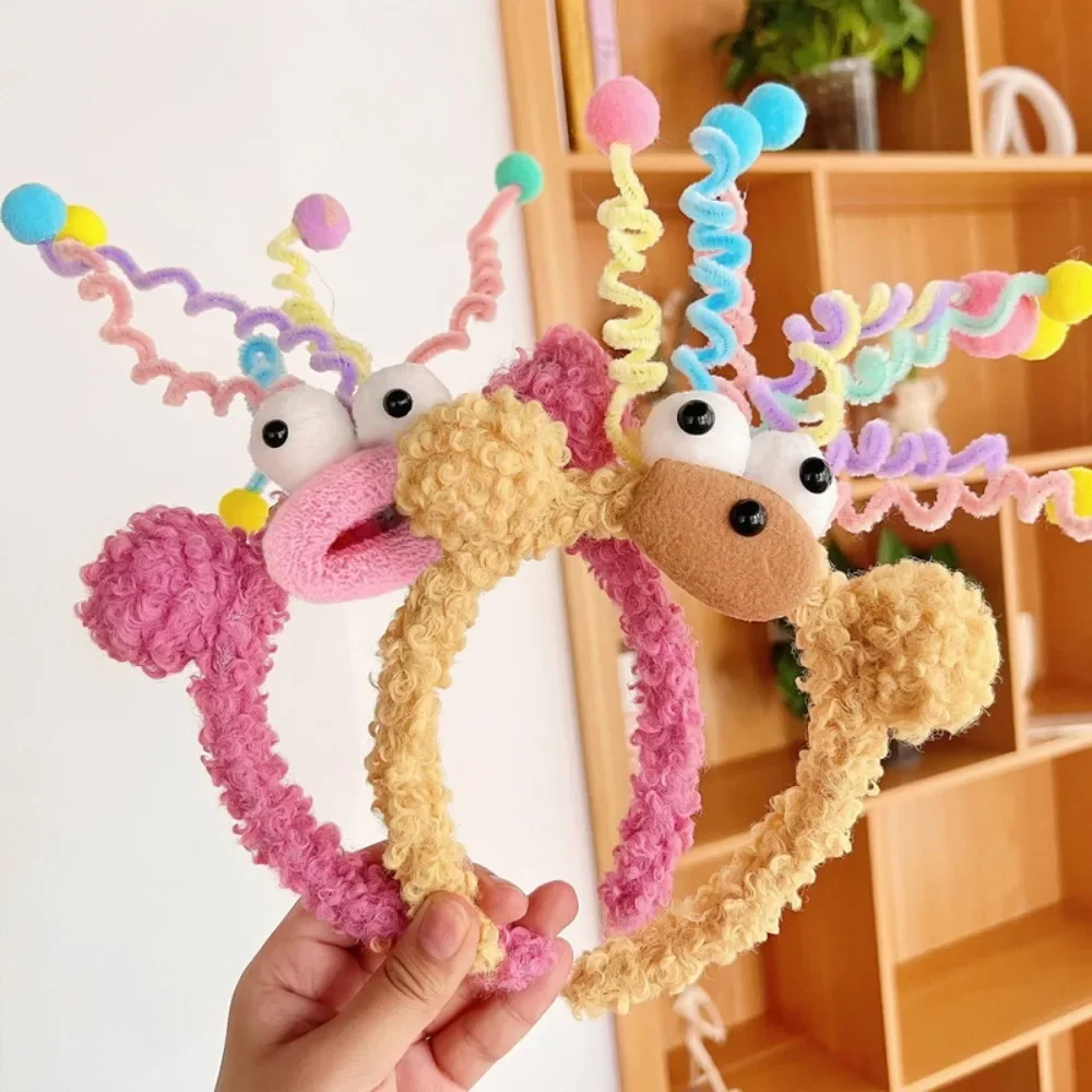 2024 Cartoon Sausage Mouth Wool Roll Hairbands Kids Lovely Funny Headband Ornament Hoops Band Hair Accessories Gift