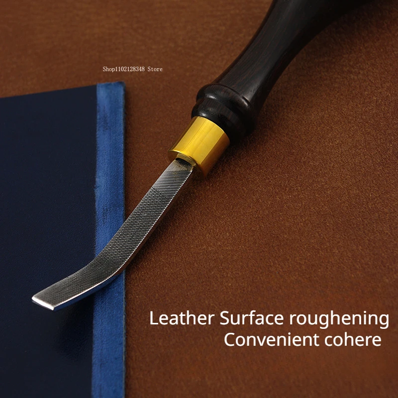 Leather Tool Roughing File Steel Cutter Head Wood Handle  DIY Belt Surface Grinding Rough Treatment/easy Bonding Leather Tool