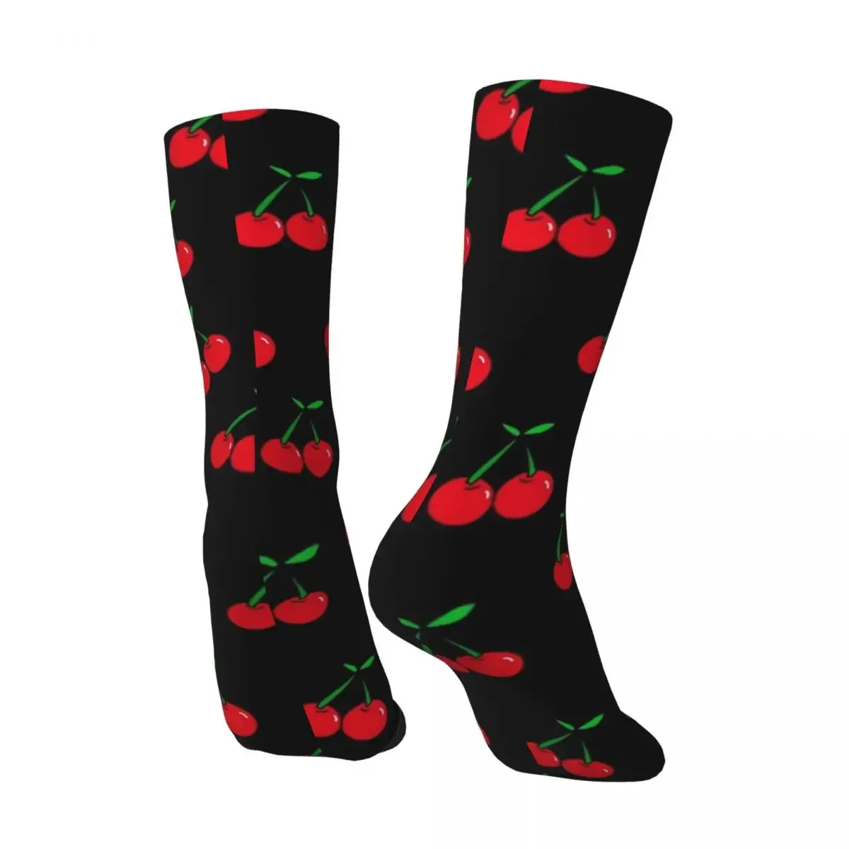 Funny Crazy Compression Sock for Men Cherries Hip Hop Harajuku Fruit Family Happy Quality Pattern Printed Boys Crew Sock