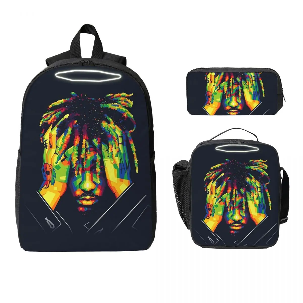 

Juice Wrld Trapped In My Head Backpack Boys Girls BookBag School Bag Computer Shoulder Bags 3ps Insulated Lunch Bag Pencil Case