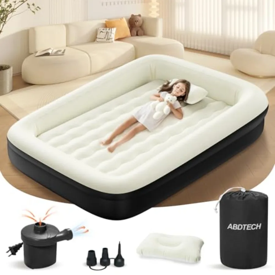 

Inflatable Toddler Travel Bed - 64 Inches Portable Toddler Air Mattress with Four Safety Sides - High-Speed Pump and Carry Bag