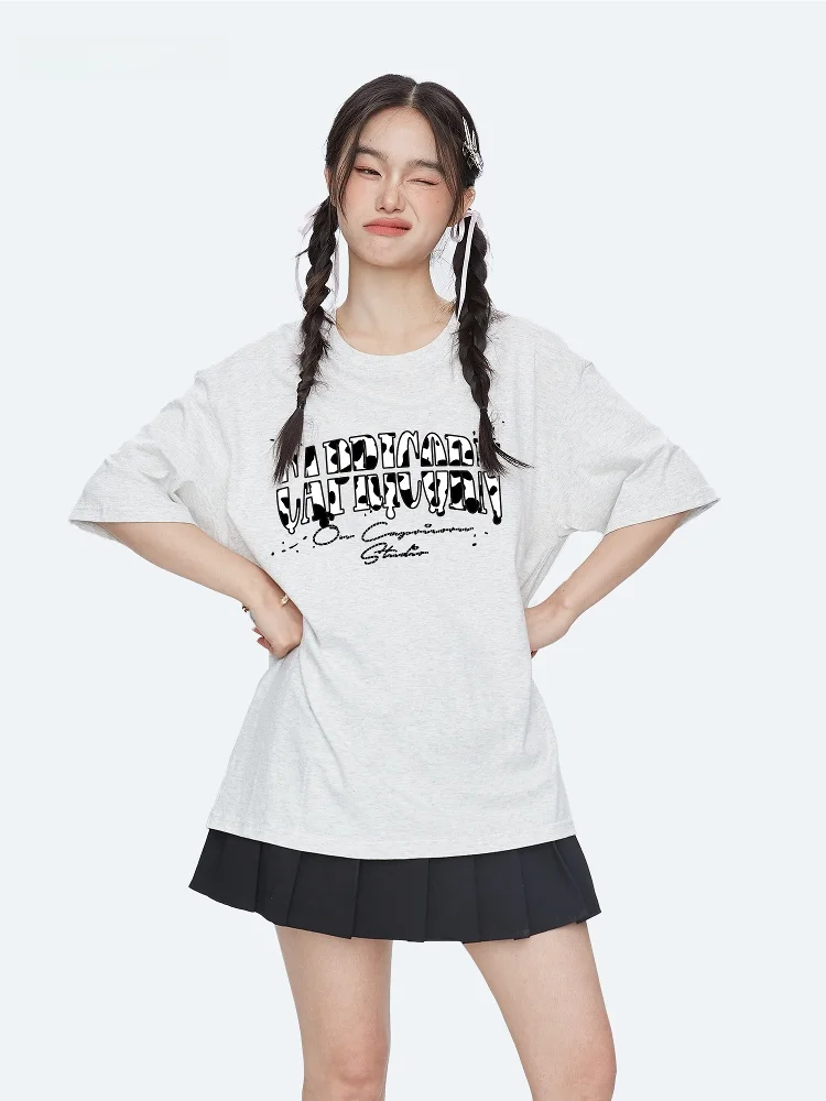 

Capricorn Milk Texture Letter Pure Cotton Short Sleeve Women's T-shirt Summer New Loose Half Sleeve Top Casual Style Print Pa...