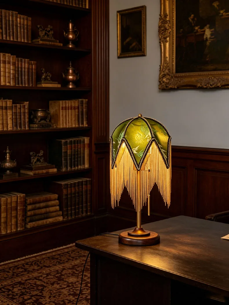 Creative Fabric Lampshade Table Lamp E27 Bulb Wood Base