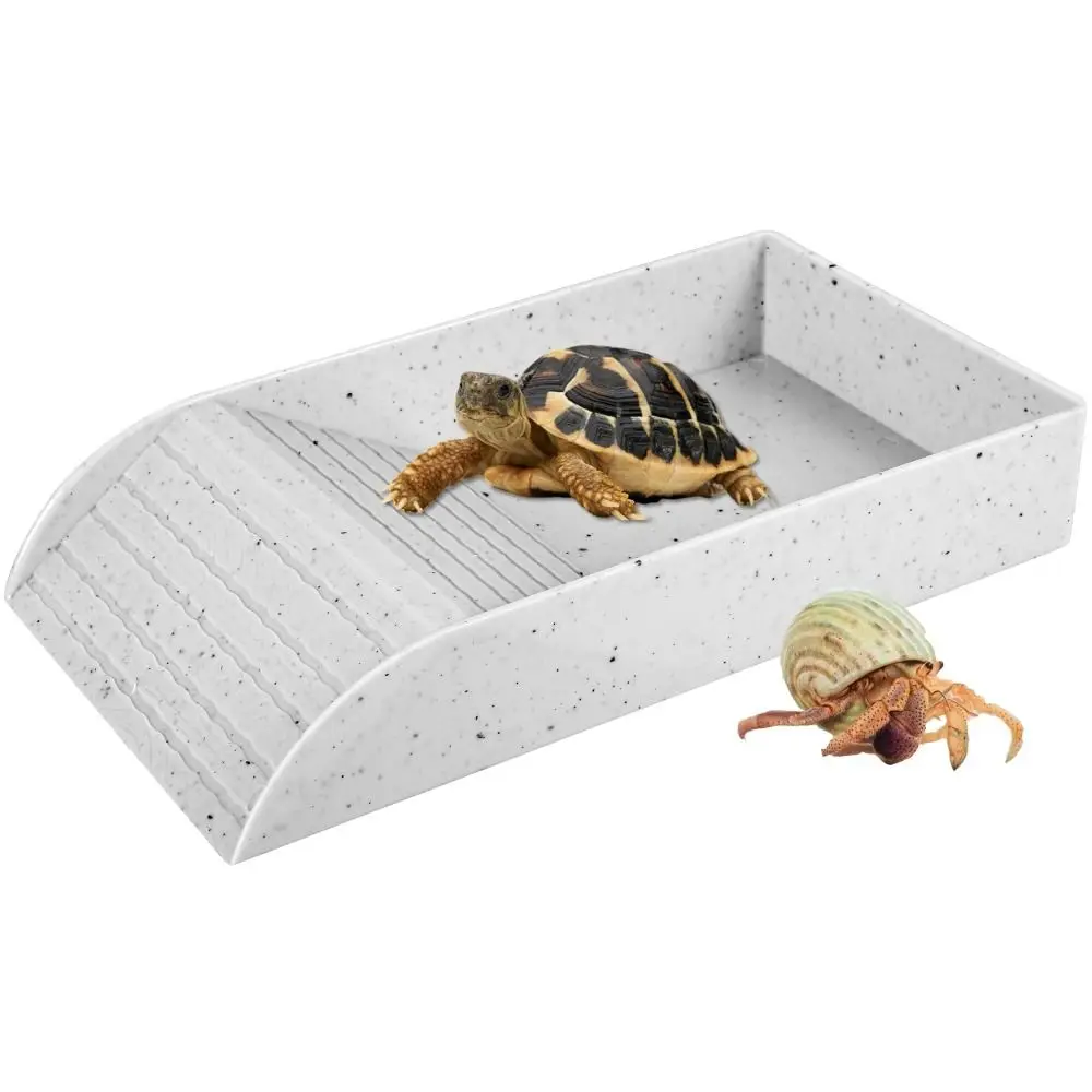 Dish Plastic Turtle Food and Water Bowl Tortoise Accessories for Basking Feeding Bathing