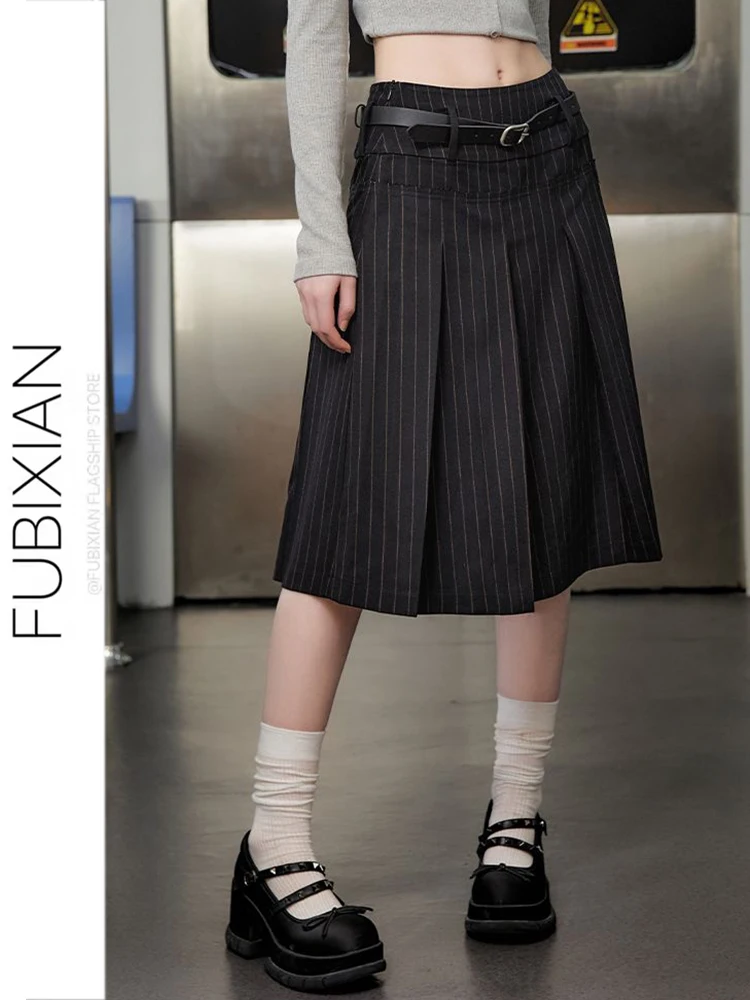 

Американская ретро-юбка в полоску, сексуальная длинная плиссированная юбка-обертка, модель Berkeley Sli, с высокой талией, из смесового полиэстера, А-силуэт.