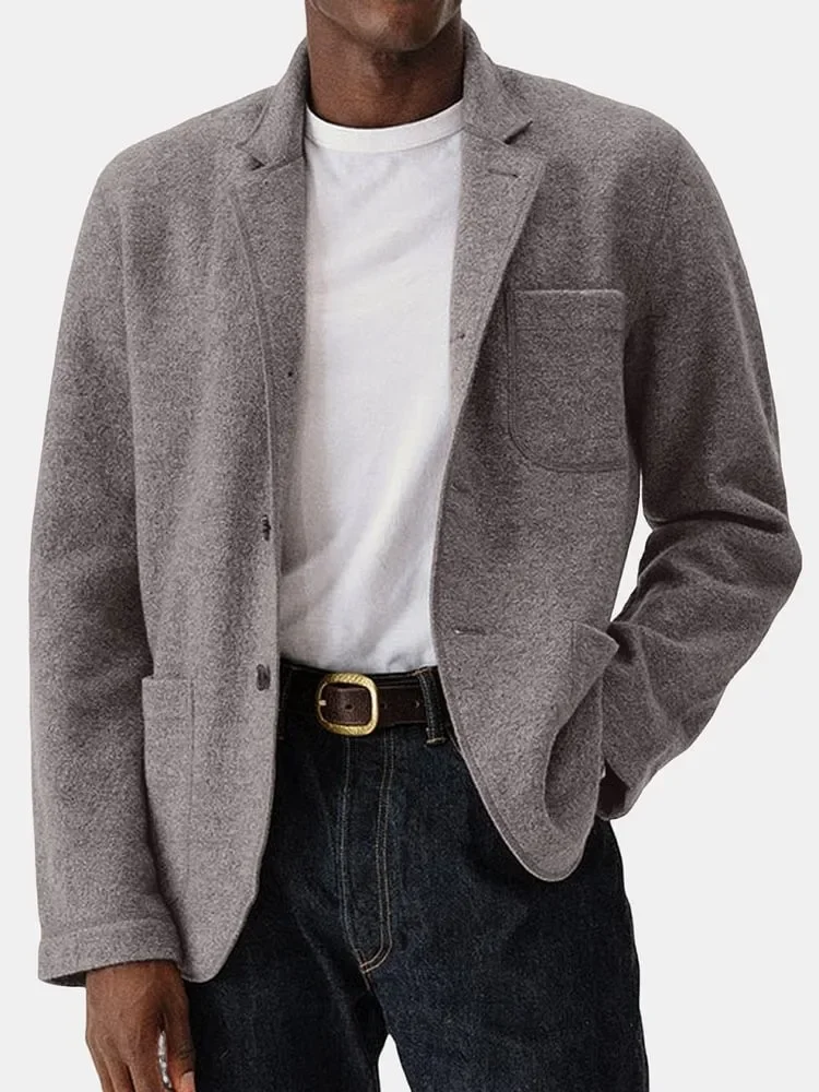 

Autumn Winter Wool Blends Suit jacket Men Casual Slim Fit Suit Designer Coat Fashion Streetwear Blazer Outerwear
