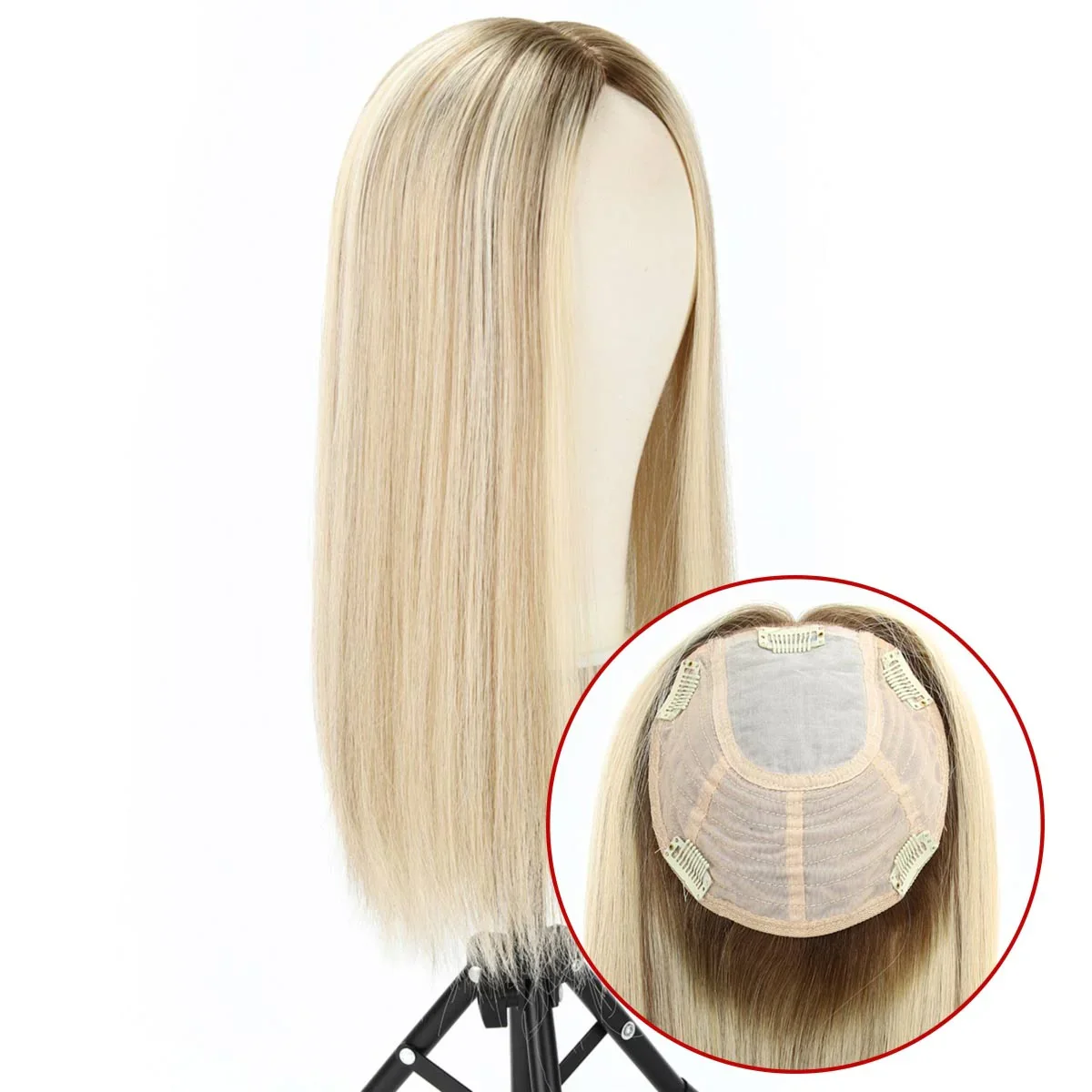 

TUW16 Silk Base Remy Human Hair Topper for Women Natural Look Hair Piece Remedy Hair Loss Thinning Crown Toppers for Ladies