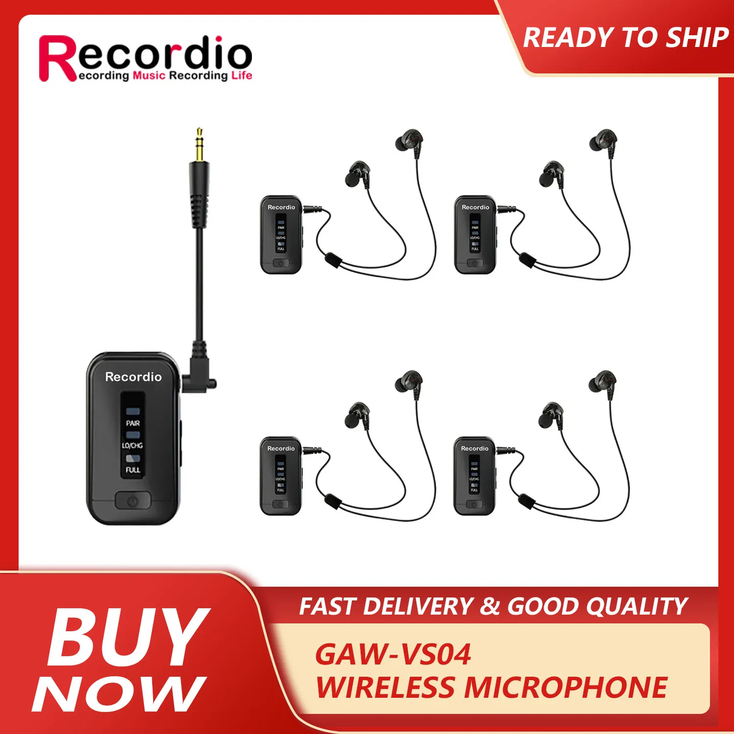 

GAW-VS04 One for four wireless microphones supports unlimited simultaneous use of wireless headsets monitoring microphones